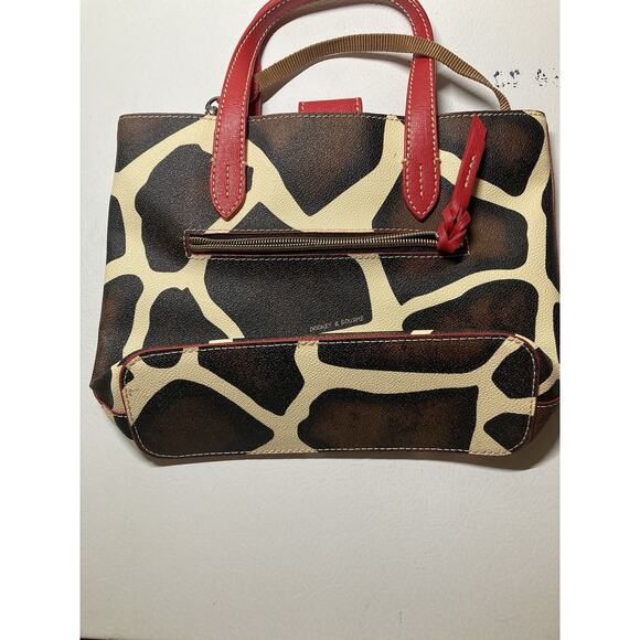 Dooney & Bourke Brielle Pebbled Leather Satchel Giraffe Pattern Crossbody Strap - Picture 7 of 8